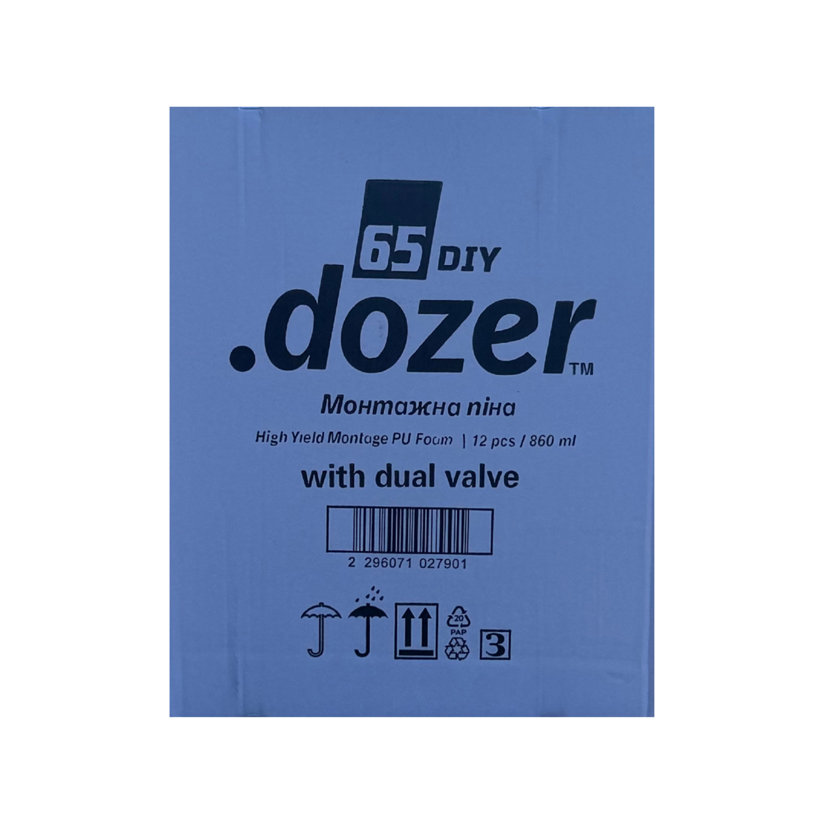 Фото товару Піна монтажна Dozer Dual Valve65л(860 мл)(12шт/ящ)