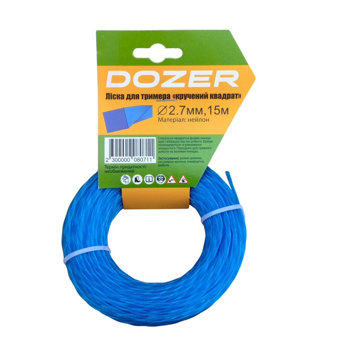 Фото товару Ліска для тримера"DOZER"кручений квадрат 2,7мм,15м