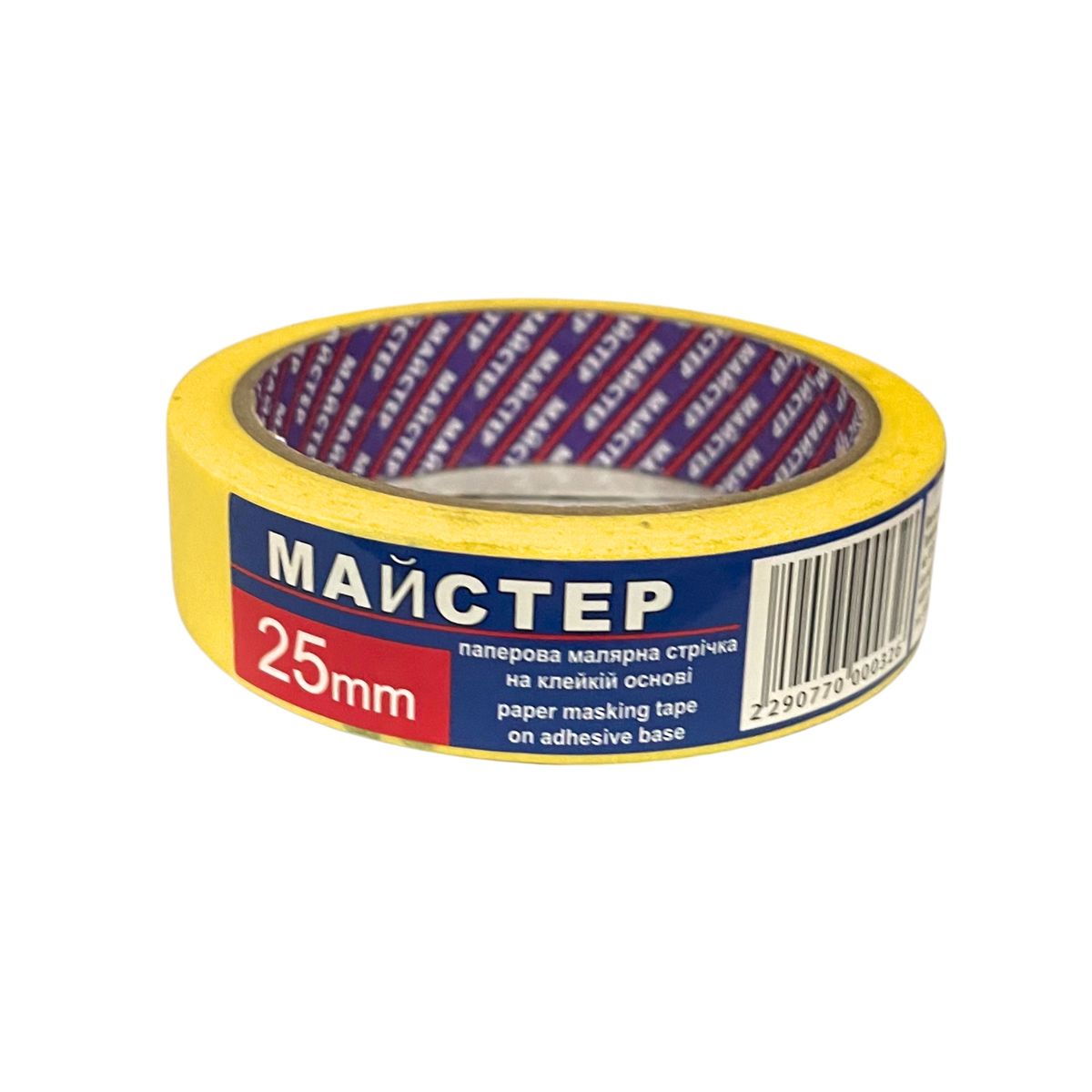 Фото товару Малярна стрічка "Майстер" 25мм жов.(9сп,54 шт/ящ)